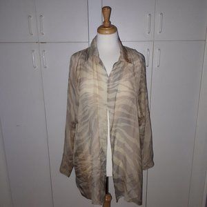 Animal Print Neutral Silk Chiffon Jacket